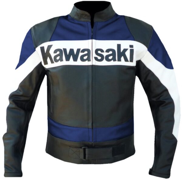 Kawasaki Iconic Blue Leather Jacket