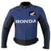Honda blue leather jacket in signature racing blue with protective features - vibrant motorcycle jacket by Leather Seven