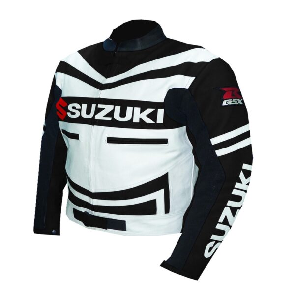 Suzuki Majestic Black & White Leather Jacket - Image 4