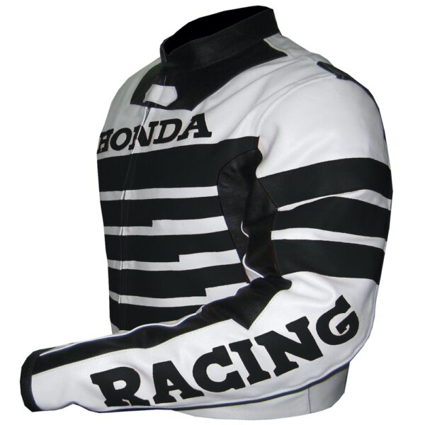 Honda Black & White Genuine Leather Jacket - Image 3