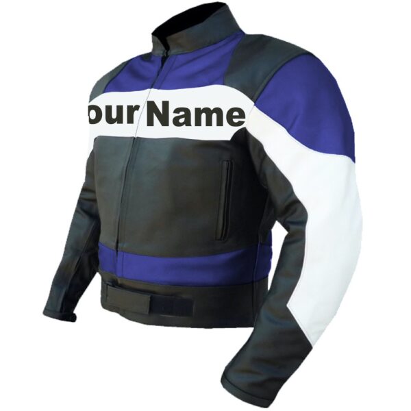 Custom Blue Leather Jacket - Image 4