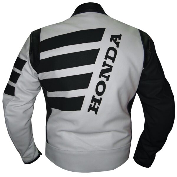 Honda Black & White Genuine Leather Jacket - Image 2