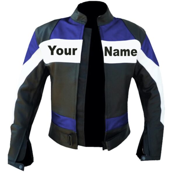 Custom Blue Leather Jacket - Image 3