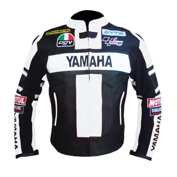 Yamaha Black & White Racing Leather Jacket
