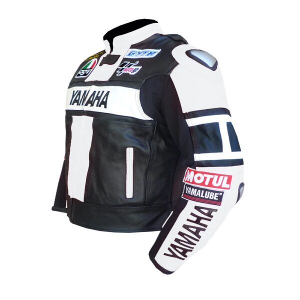 Yamaha Black & White Racing Leather Jacket - Image 3