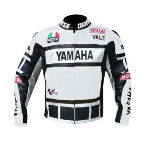 Yamaha Black & White Padded Leather Jacket