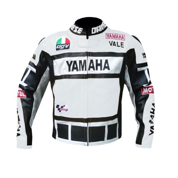 Yamaha Black & White Padded Leather Jacket