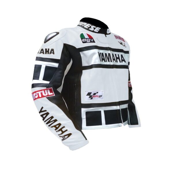 Yamaha Black & White Padded Leather Jacket - Image 3