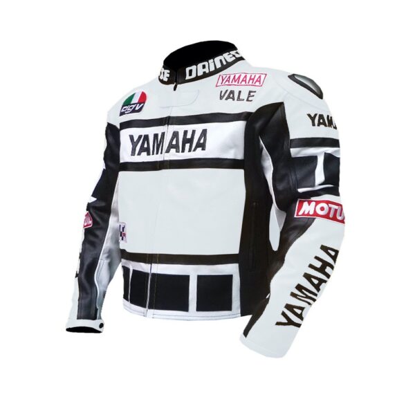 Yamaha Black & White Padded Leather Jacket - Image 4