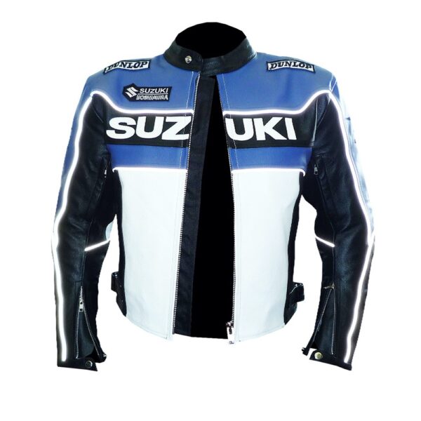 Suzuki Durable Blue Leather Jacket - Image 6