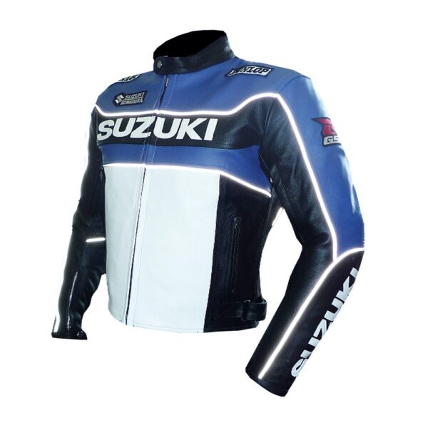 Suzuki Durable Blue Leather Jacket - Image 3