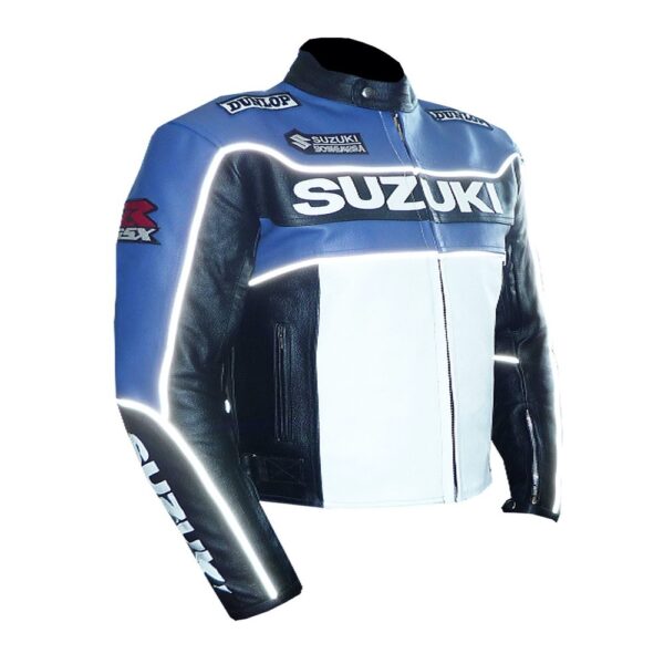 Suzuki Durable Blue Leather Jacket - Image 4