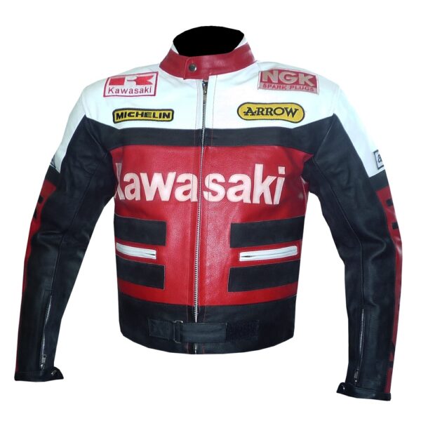Kawasaki Red Biker Leather Jacket