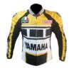Image of Yamaha Yellow Leather Jacket featuring vibrant yellow colorway with authentic Yamaha branding and premium leather construction