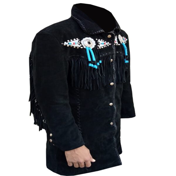 Suede Leather Fringe & Bones Coat - Image 3