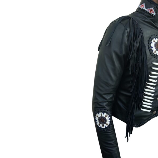 Suede Leather Fringe & Bones Jacket - Image 4