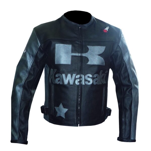 Kawasaki Black & Grey Tailored Leather Jacket