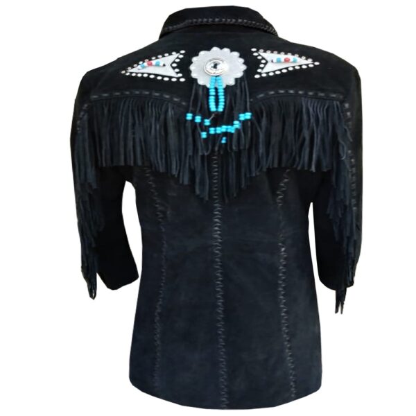 Suede Leather Fringe & Bones Coat - Image 2