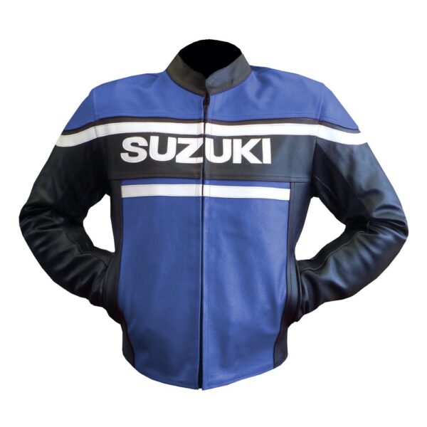 Suzuki Blue Luxe Leather Jacket - Image 5