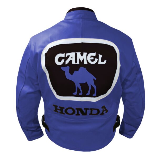 Honda Camel Blue Biker Leather Jacket - Image 2