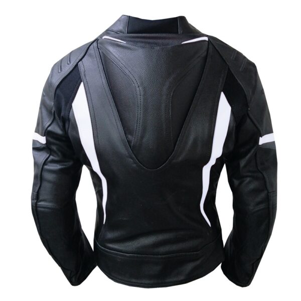 Armoured Black & White Leather Jacket - Image 2