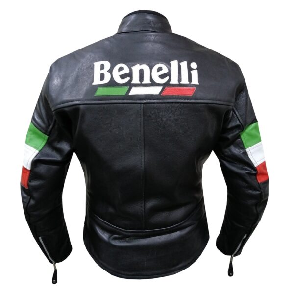 Mens Benelli Black Leather Jacket - Image 6