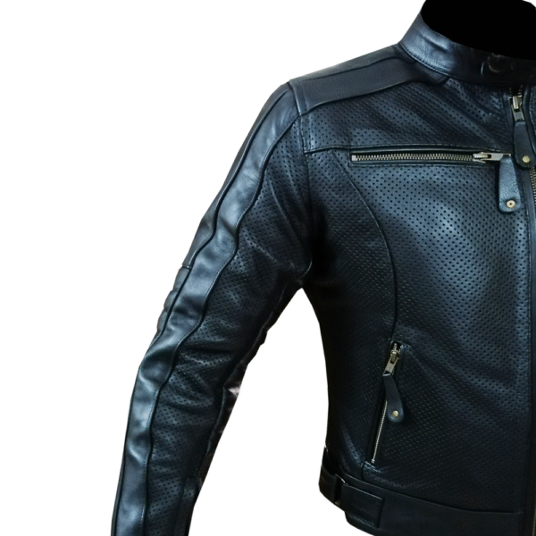 Black Bomber Leather Jacket - Image 6