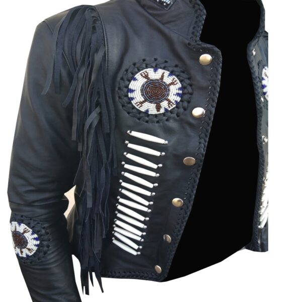 Suede Leather Fringe & Bones Jacket - Image 5