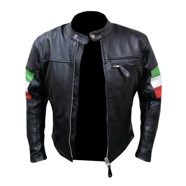Mens Benelli Black Leather Jacket - Image 7