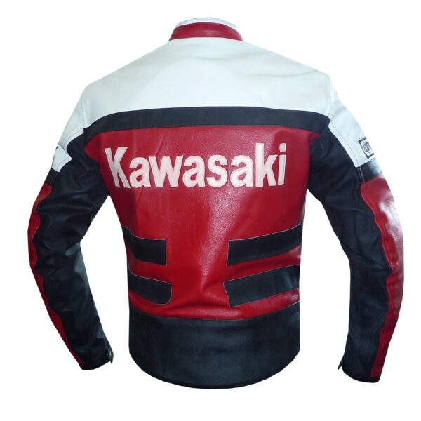 Kawasaki Red Biker Leather Jacket - Image 2