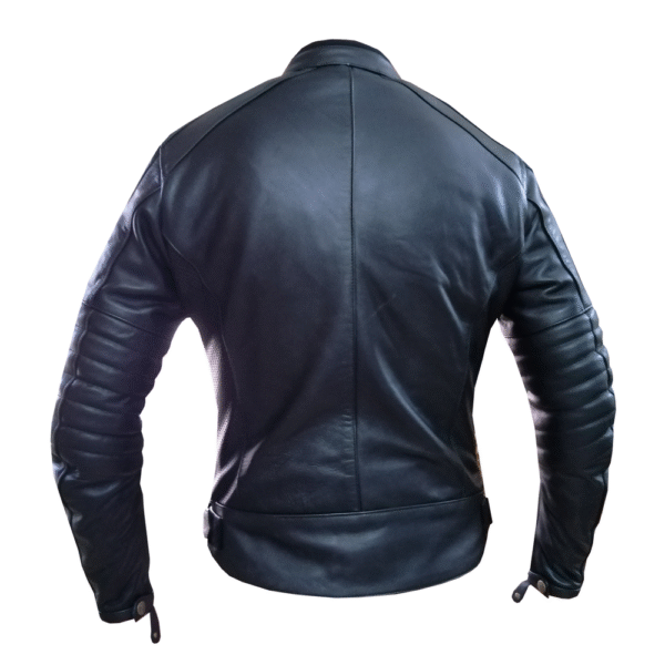 Black Bomber Leather Jacket - Image 2