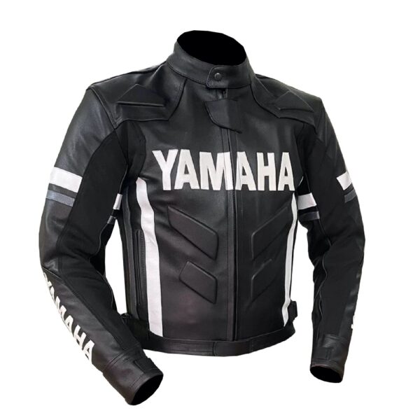 Yamaha Black & White Leather Jacket - Image 3