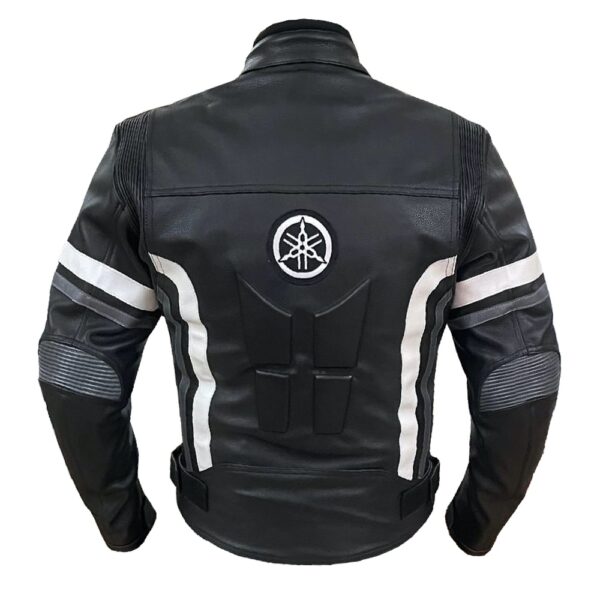 Yamaha Black & White Leather Jacket - Image 2