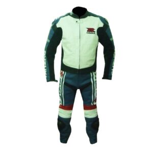 Blue & White Cowhide Leather Suit