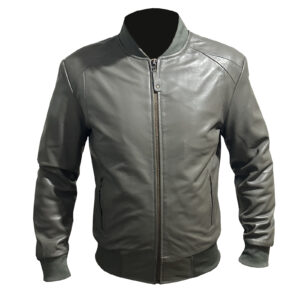 Image of Mens Leather Bomber Jacket showcasing classic aviator design with premium leather construction and refined masculine styling