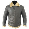 Image of Leather Bomber Jacket With Fur featuring plush fur collar with premium leather construction and classic aviator styling